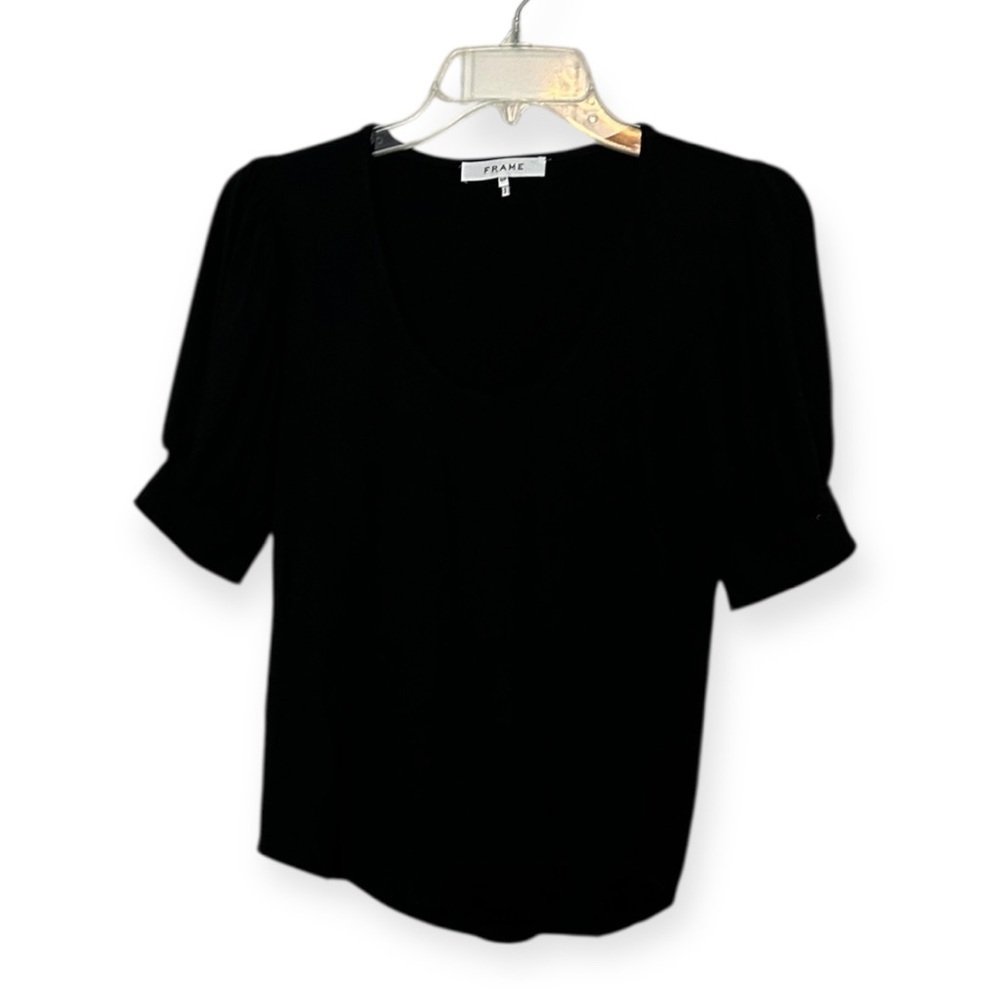 Frame puff sleeve scoop neck Top - Picture 3 of 5